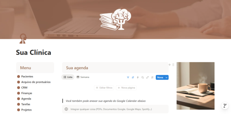 Sistema de gestão de clínica no Notion