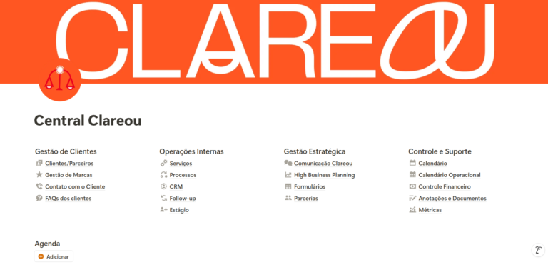 Sistema de gerenciamento no Notion - Case Clareou